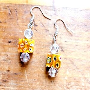 Glass Candy Dangle Earrings 925 silver